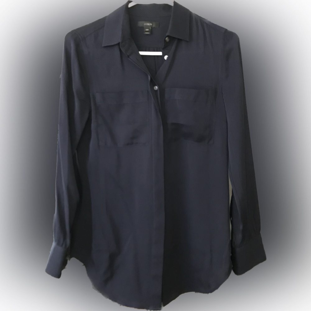 Jcrew silk navy shirt brand new